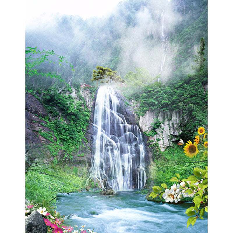 Photography Waterfall Mural Wallpaper Customized Wall Covering for Bedroom, Size Optional Clearhalo 'Wall Decor' 'Wall Mural' 1171310