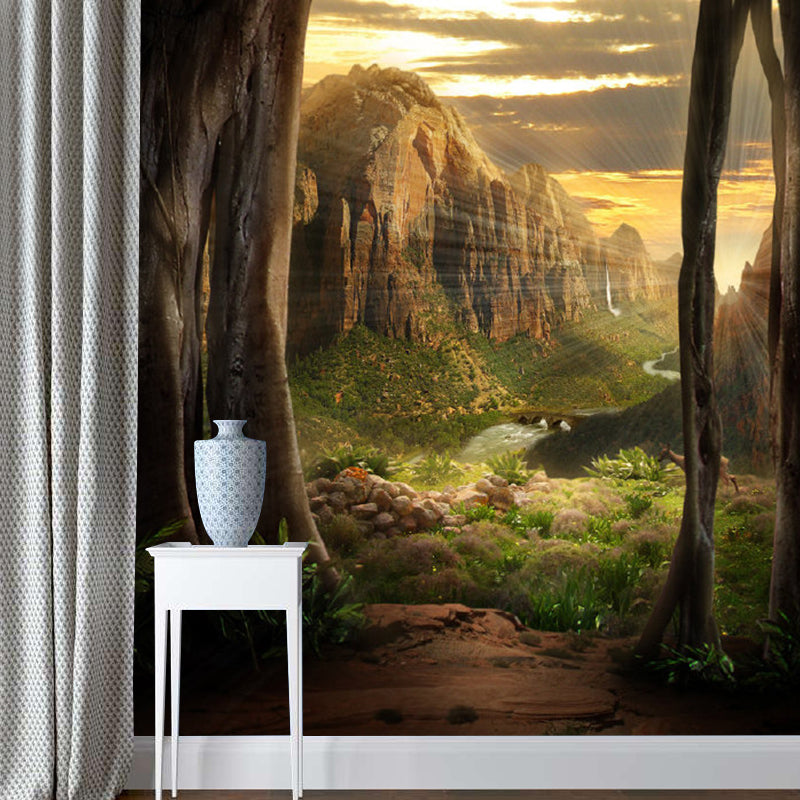 Brown Modernist Wallpaper Murals Large Size Valley Wall Covering for Living Room Clearhalo 'Wall Decor' 'Wall Mural' 1171424