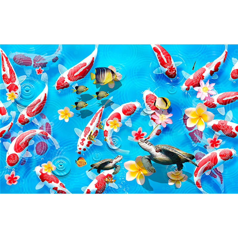 Illustration Carps Wall Paper Murals Custom Size Wall Decoration for Dining Room, Customized Size Clearhalo 'Wall Decor' 'Wall Mural' 1171440