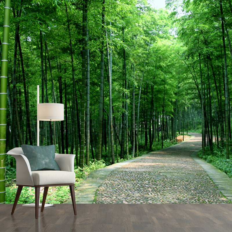 Path to Bamboo Forest Mural Green Modern Style Wall Covering for Home, Personalized Size Clearhalo 'Wall Decor' 'Wall Mural' 1171494