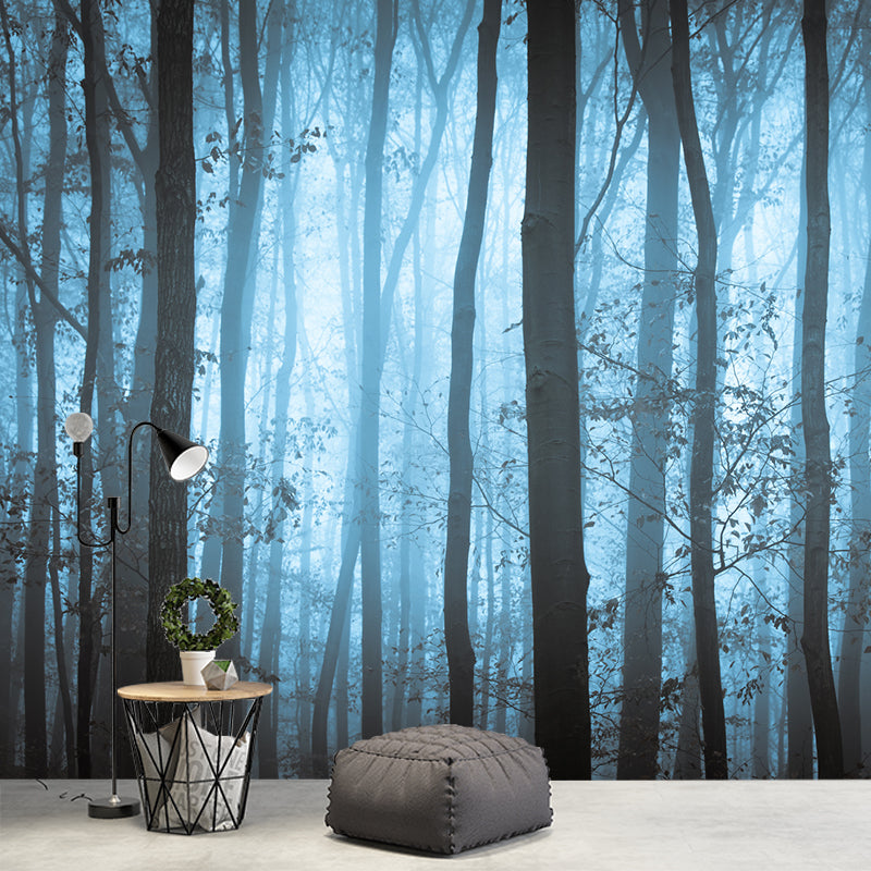 Photography Forest at Dawn Mural Large Wall Decor for Bedroom, Custom Size Available Clearhalo 'Wall Decor' 'Wall Mural' 1171499