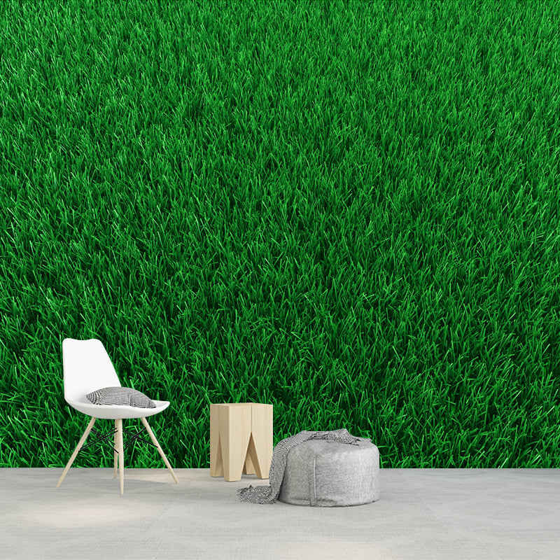 Green Paddy Field Overlook Mural Stain-Resistant Wall Covering for Dining Room, Custom Size Available Green Clearhalo 'Wall Decor' 'Wall Mural' 1171507