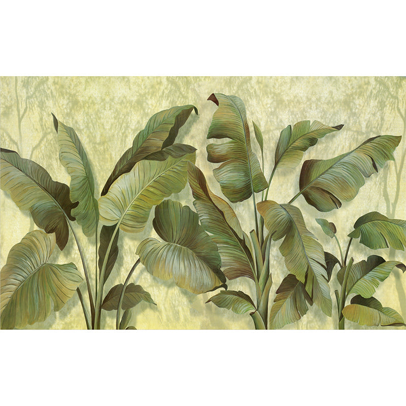 Large Size Tropical Murals Green Banana Leaf Patterned Wall Decoration, Made to Measure Clearhalo 'Wall Decor' 'Wall Mural' 1171545