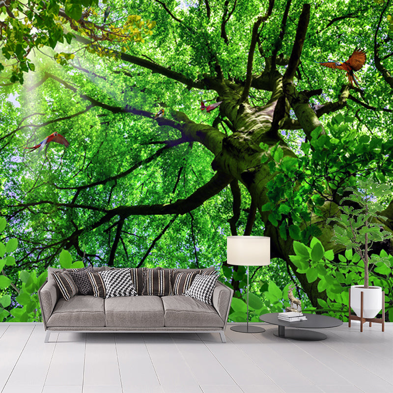 Whole Tropical Wall Covering Murals in Green Look-Up View of Tree Pattern Wall Decoration, Optional Size Clearhalo 'Wall Decor' 'Wall Mural' 1171563