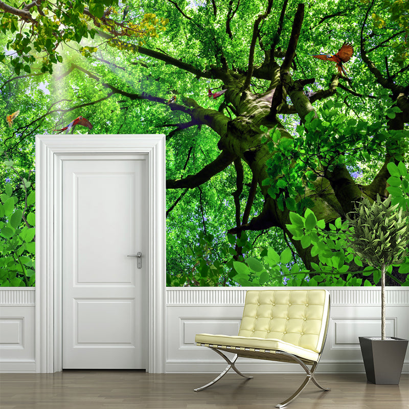 Whole Tropical Wall Covering Murals in Green Look-Up View of Tree Pattern Wall Decoration, Optional Size Clearhalo 'Wall Decor' 'Wall Mural' 1171564