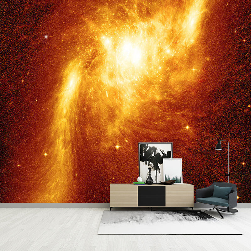 Novelty Universe Nebula Wall Murals Orange-Yellow Stain Resistant Wall Art for Corridor Clearhalo 'Wall Decor' 'Wall Mural' 1171623