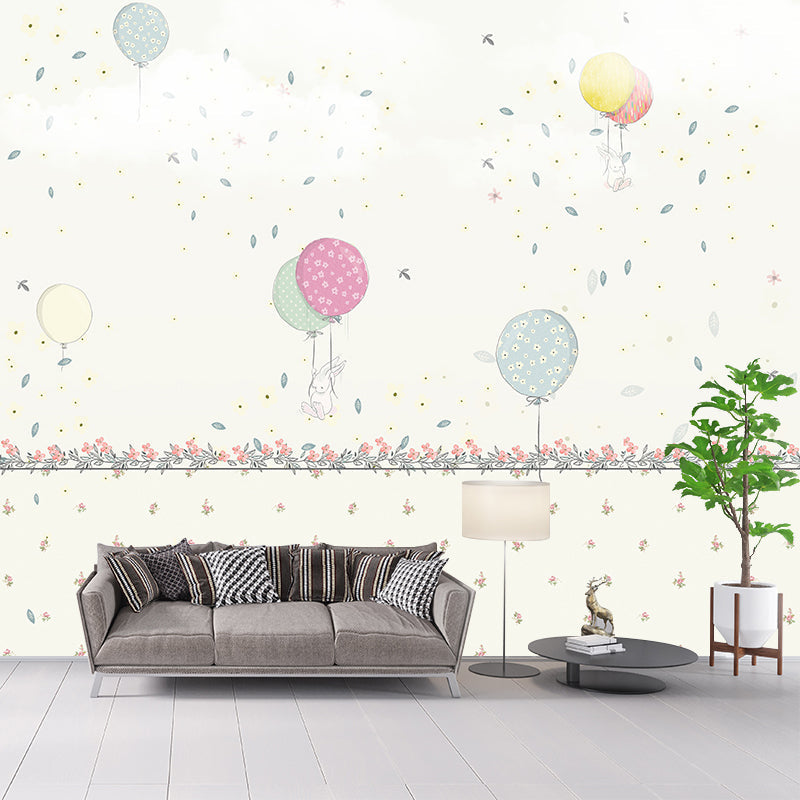 Soft Color Balloons Wall Murals Stain-Resistant Wall Covering for Baby Room, Non-Woven Cloth Clearhalo 'Wall Decor' 'Wall Mural' 1171753