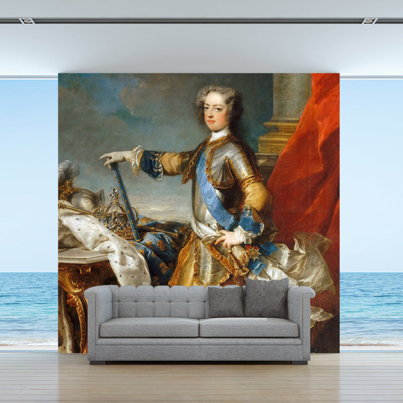 Large Warrior Wall Mural Decal for Fireplace Oil Painting Wall Decor in Brown, Water-Resistant Clearhalo 'Wall Decor' 'Wall Mural' 1171909