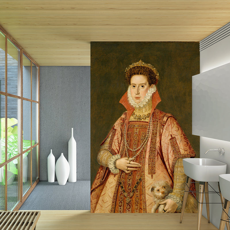 Water-Resistant King Wall Mural Decal Non-Woven Fabric Retro Wall Decor for Living Room Pink-Orange Clearhalo 'Wall Decor' 'Wall Mural' 1171922