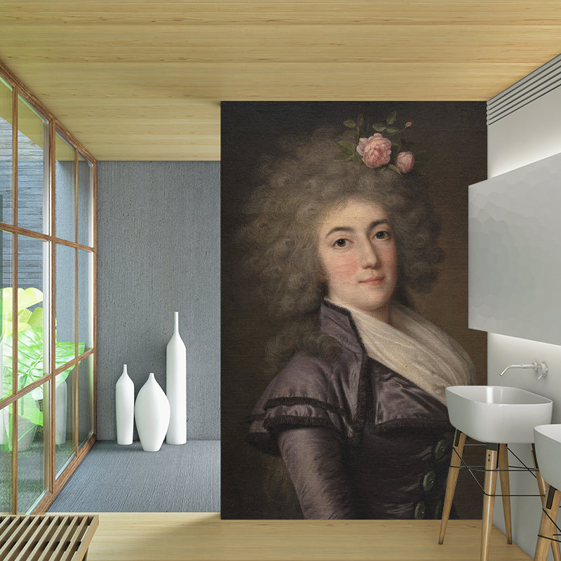 Glamorous Woman Mural Wallpaper for Accent Wall, Purple and Grey, Personalized Size Available Clearhalo 'Wall Decor' 'Wall Mural' 1172014