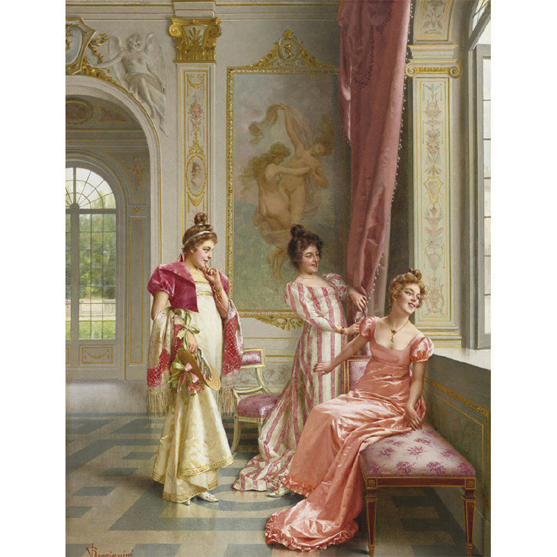 Pink and Yellow Lady Mural Wallpaper Moisture-Resistant Wall Art for Living Room Decor Clearhalo 'Wall Decor' 'Wall Mural' 1172030