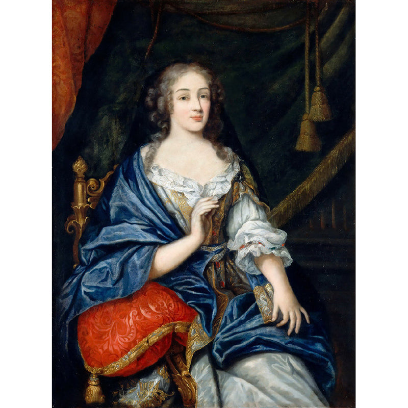 Louise De La Valliere Mural Black-Blue Vintage Wall Art for Living Room, Non-Woven Cloth Clearhalo 'Wall Decor' 'Wall Mural' 1172105