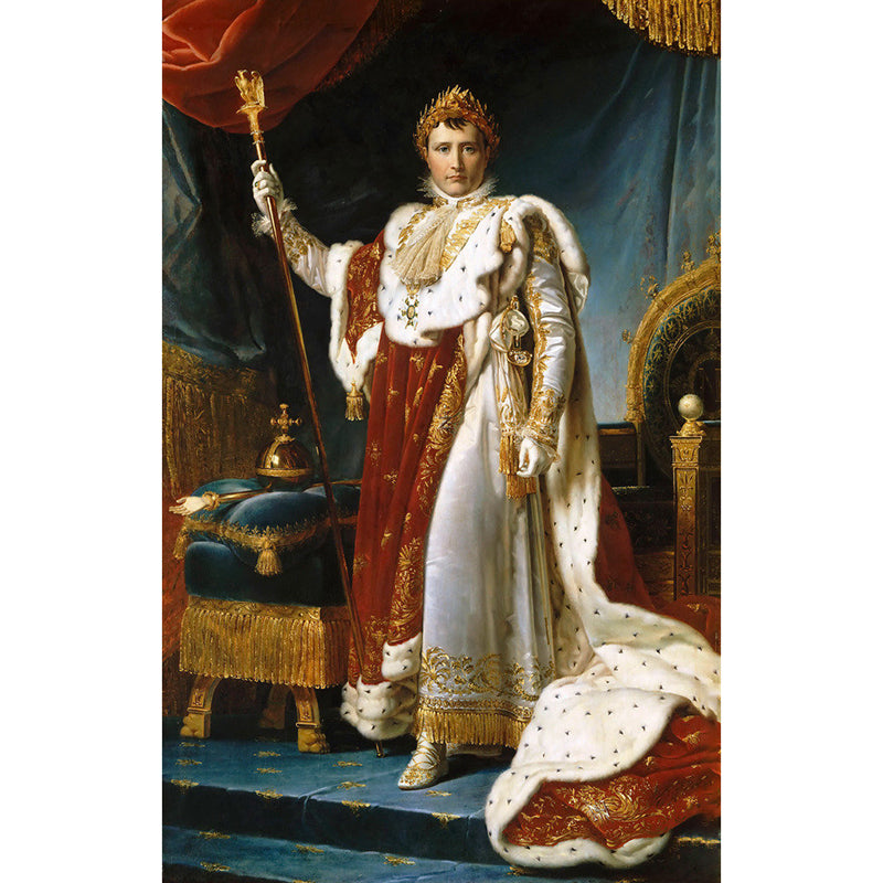 Vintage King Portrait Murals for Accent Wall Large Size Wall Covering in Blue and White Clearhalo 'Wall Decor' 'Wall Mural' 1172135