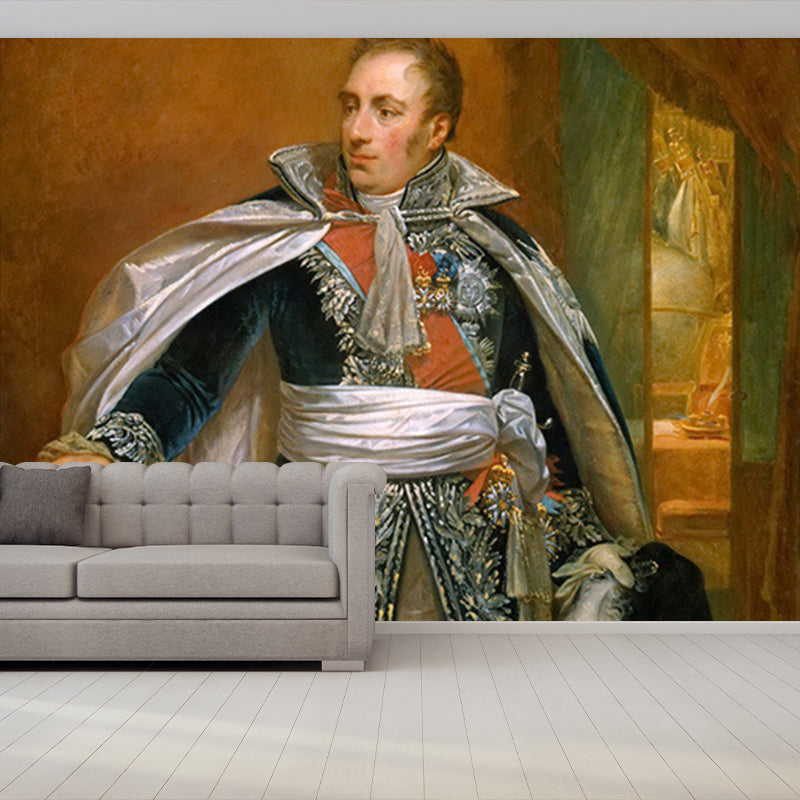 Custom Illustration Classic Wall Murals with Antoine-Jean Gro The Duke Portrait Pattern in Brown Brown Clearhalo 'Wall Decor' 'Wall Mural' 1172177