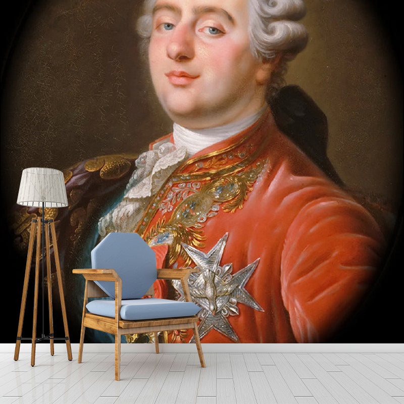 King Louis XVI Portrait Mural Classical Smooth Textured Wall Decor in Red Brown for Home Red Brown Clearhalo 'Wall Decor' 'Wall Mural' 1172192