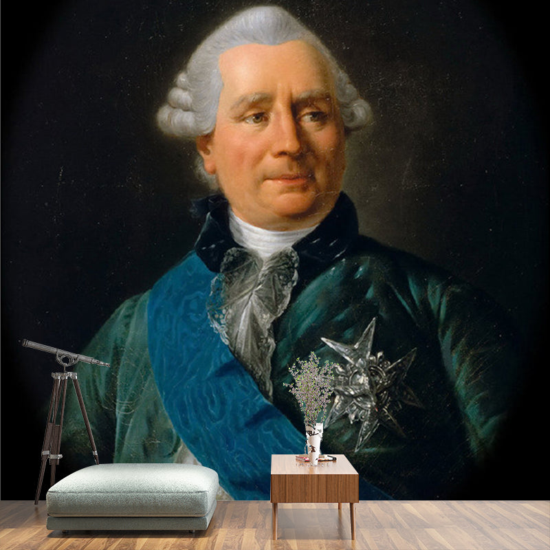 Non-Woven Waterproof Murals Classic John Adams Diplomat To France Portrait Wall Decor Blue-Green Clearhalo 'Wall Decor' 'Wall Mural' 1172202