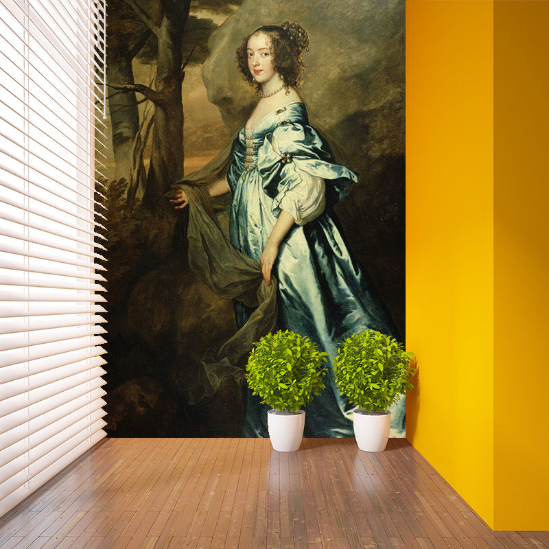 Blue-Brown Classic Murals Customized Portrait of Lady Anne Carey Wall Art for Decor Blue-Brown Clearhalo 'Wall Decor' 'Wall Mural' 1172257