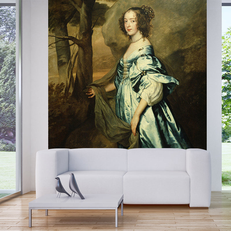 Blue-Brown Classic Murals Customized Portrait of Lady Anne Carey Wall Art for Decor Clearhalo 'Wall Decor' 'Wall Mural' 1172258