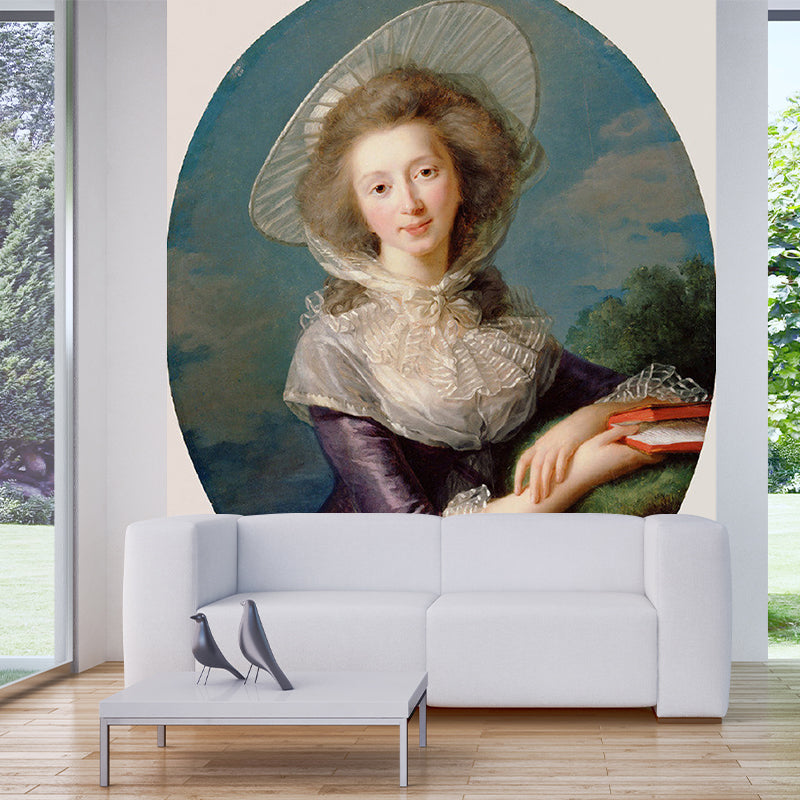 Classic Madame Le Brun Murals Blue-Purple Living Room Wall Decoration, Custom Size Available Clearhalo 'Wall Decor' 'Wall Mural' 1172318