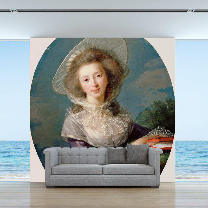 Classic Madame Le Brun Murals Blue-Purple Living Room Wall Decoration, Custom Size Available Clearhalo 'Wall Decor' 'Wall Mural' 1172319