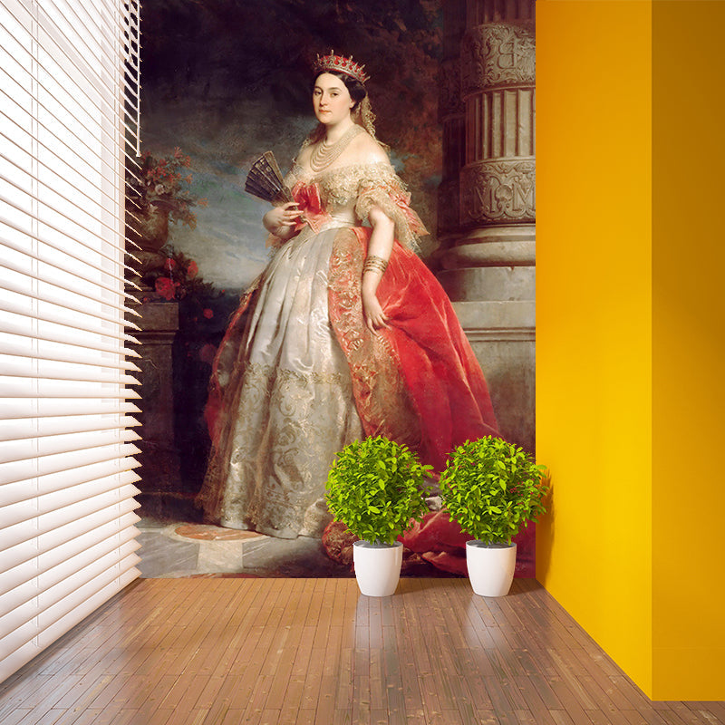 Whole Princess Mathilde Bonaparte Mural White and Brown Non-Woven Wall Art, Stain Resistant Clearhalo 'Wall Decor' 'Wall Mural' 1172404