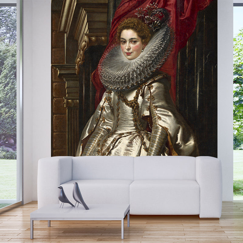 Brown Portrait of Marchesa Mural Stain-Proof Victorian Living Room Wall Covering Clearhalo 'Wall Decor' 'Wall Mural' 1172418