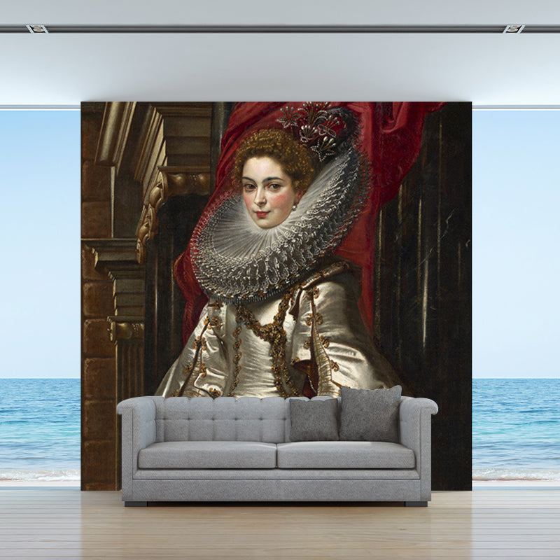 Brown Portrait of Marchesa Mural Stain-Proof Victorian Living Room Wall Covering Clearhalo 'Wall Decor' 'Wall Mural' 1172419