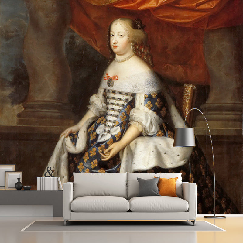 Marie Theresa of Spain Murals Brown Classical Wall Art for Home Decoration, Made to Measure Brown Clearhalo 'Wall Decor' 'Wall Mural' 1172422