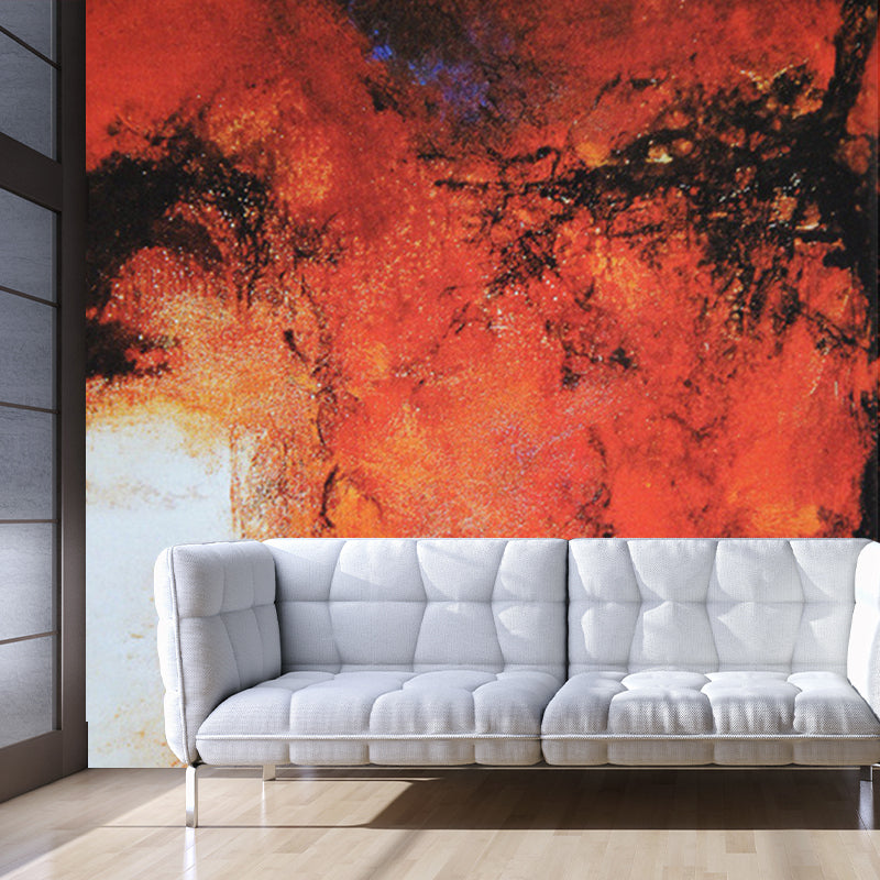 Abstract Oil Painting Mural Wallpaper Contemporary Non-Woven Fabric Wall Art in Orange Clearhalo 'Wall Decor' 'Wall Mural' 1172453