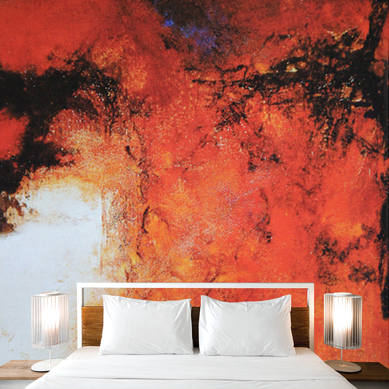 Abstract Oil Painting Mural Wallpaper Contemporary Non-Woven Fabric Wall Art in Orange Clearhalo 'Wall Decor' 'Wall Mural' 1172454