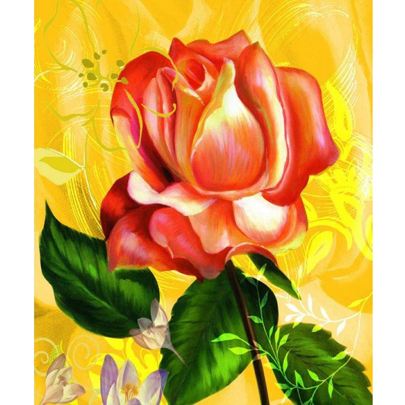 Modernist Rose Wall Paper Murals Pink and Yellow Flower Wall Art for Bedroom Decor Clearhalo 'Wall Decor' 'Wall Mural' 1172503