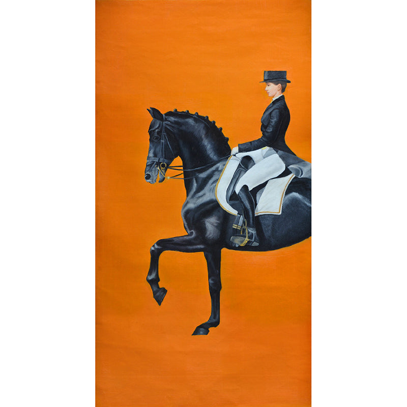 Orange-Black Modern Wall Murals Customized Lady Rider Wall Art for Bedroom Decor Clearhalo 'Wall Decor' 'Wall Mural' 1172513