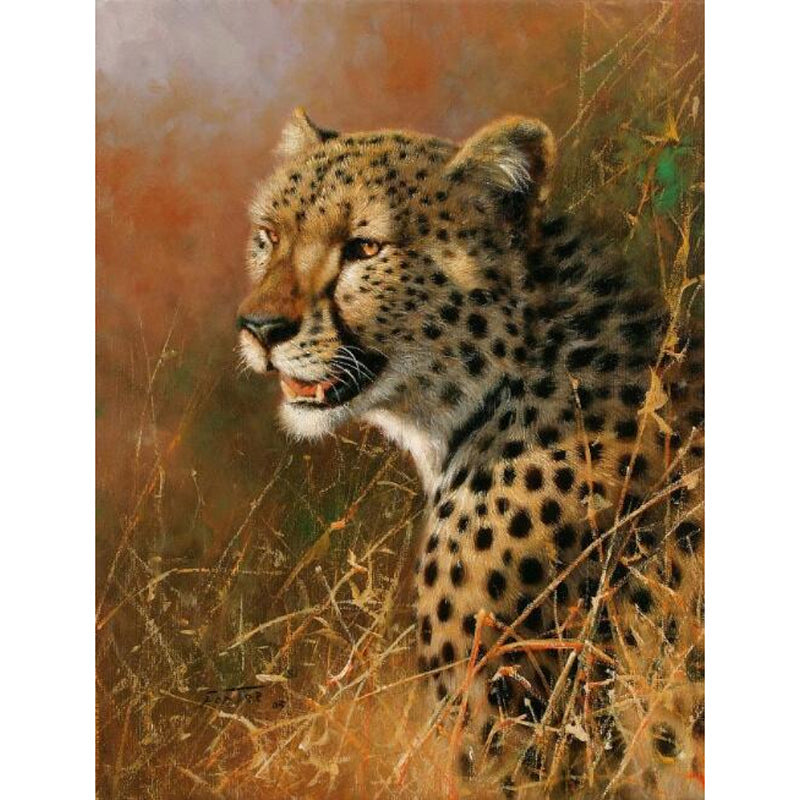 Brown Leopard Portrait Wall Murals Stain-Resistant Wall Covering for Living Room Clearhalo 'Wall Decor' 'Wall Mural' 1172538