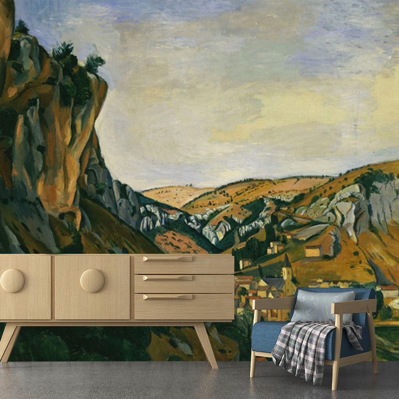 Brown Classic Mural Wallpaper Whole Andre Derain Valley of the Lot at Vers Wall Decor for Living Room Brown Clearhalo 'Wall Decor' 'Wall Mural' 1172560