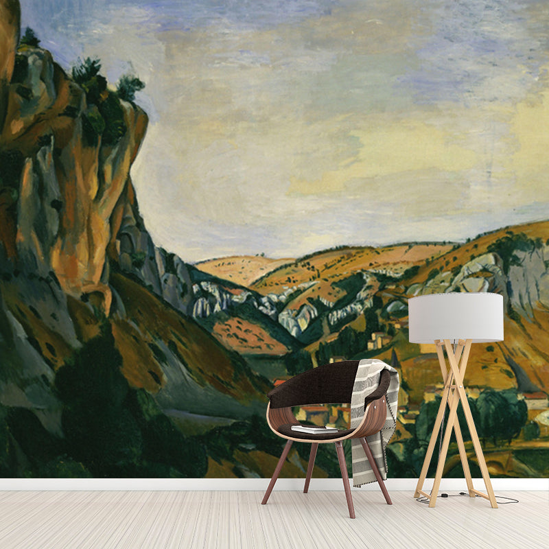 Brown Classic Mural Wallpaper Whole Andre Derain Valley of the Lot at Vers Wall Decor for Living Room Clearhalo 'Wall Decor' 'Wall Mural' 1172561