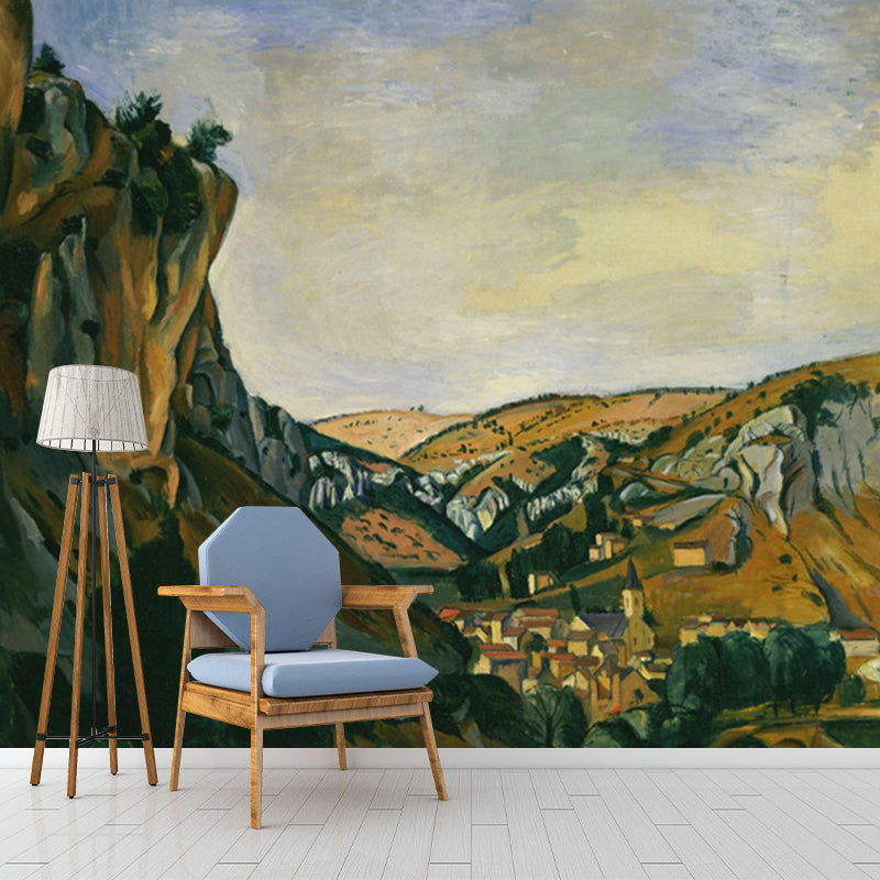 Brown Classic Mural Wallpaper Whole Andre Derain Valley of the Lot at Vers Wall Decor for Living Room Clearhalo 'Wall Decor' 'Wall Mural' 1172562