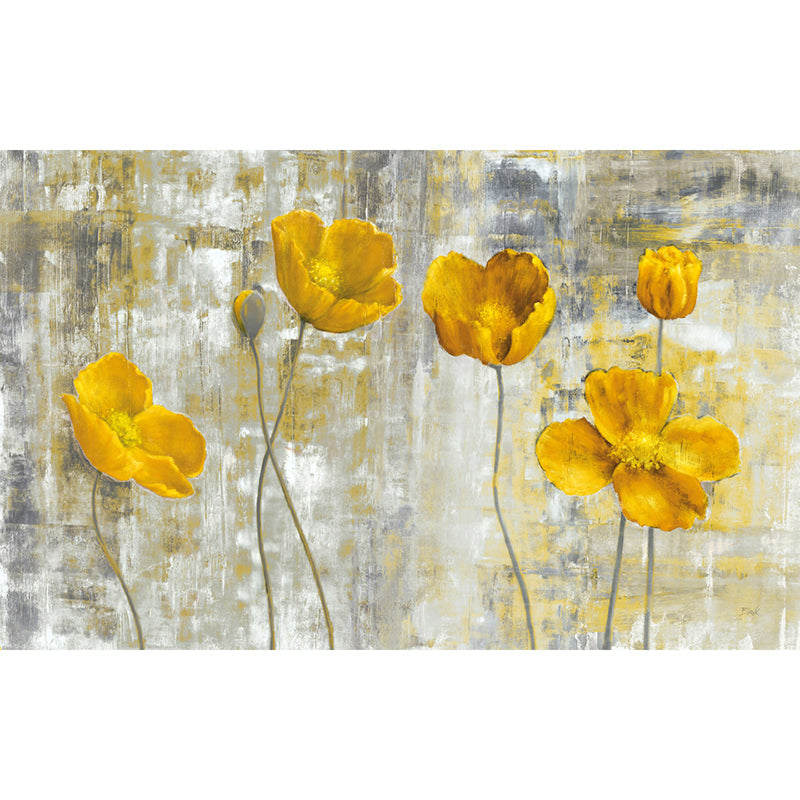 Grey-Yellow Tulips Wall Mural Flower Modern Style Waterproof Wall Covering for Stairway Clearhalo 'Wall Decor' 'Wall Mural' 1172593