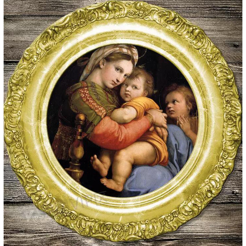 Mother and Her Kids Mural Religious Stain-Proof Corridor Wall Decoration in Grey-Gold Clearhalo 'Wall Decor' 'Wall Mural' 1172638