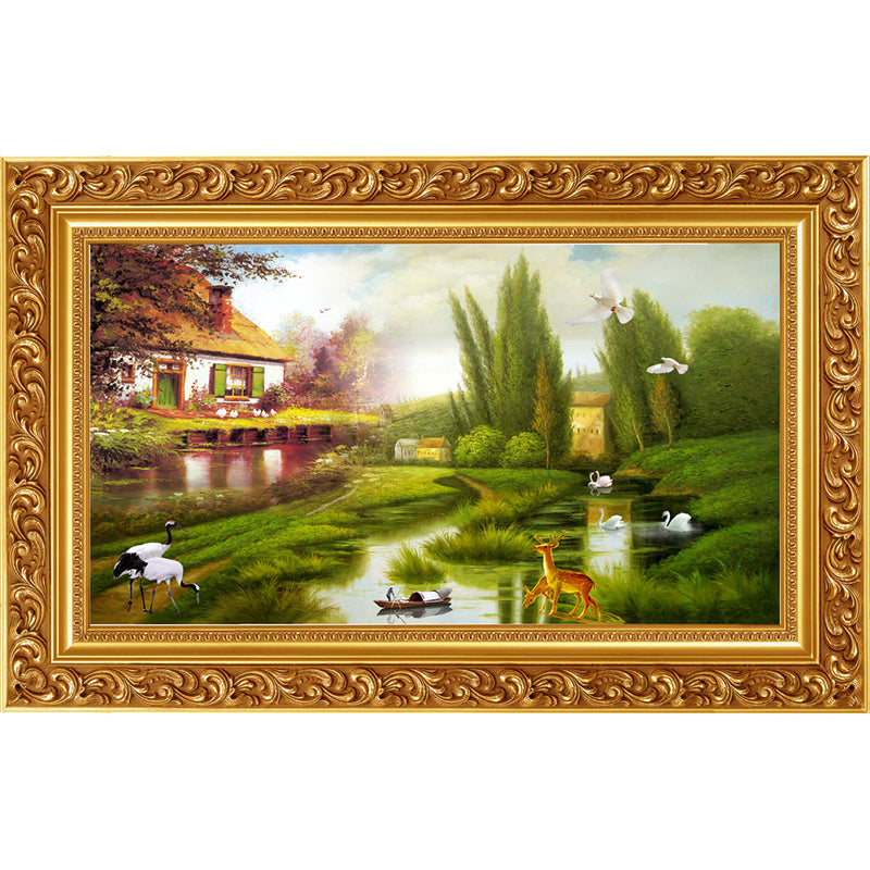 Country Scene Wall Covering Mural Green Moisture Resistant Wall Art for Living Room, Size Optional Clearhalo 'Wall Decor' 'Wall Mural' 1172723