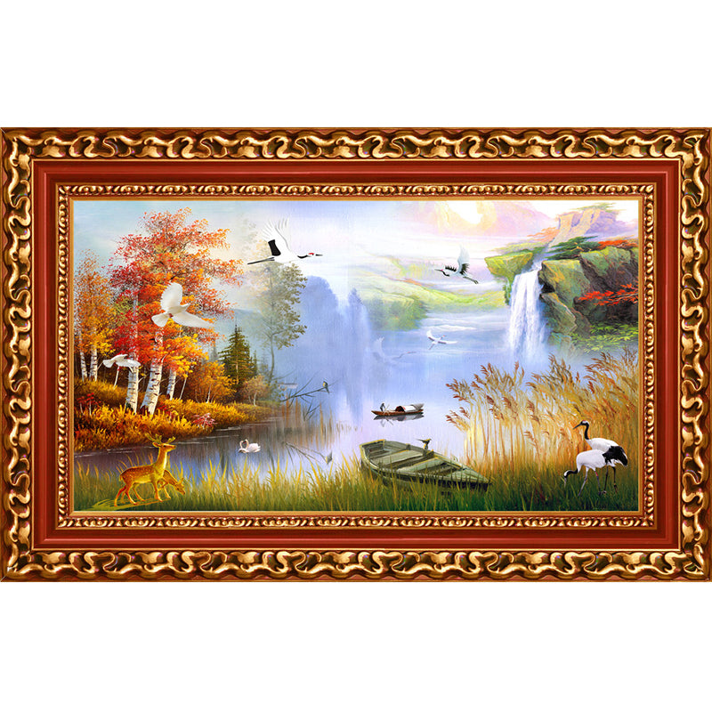 Spring and Autumn Scenery Murals Orange-Green Modern Art Wall Decoration for Bedroom Clearhalo 'Wall Decor' 'Wall Mural' 1172728