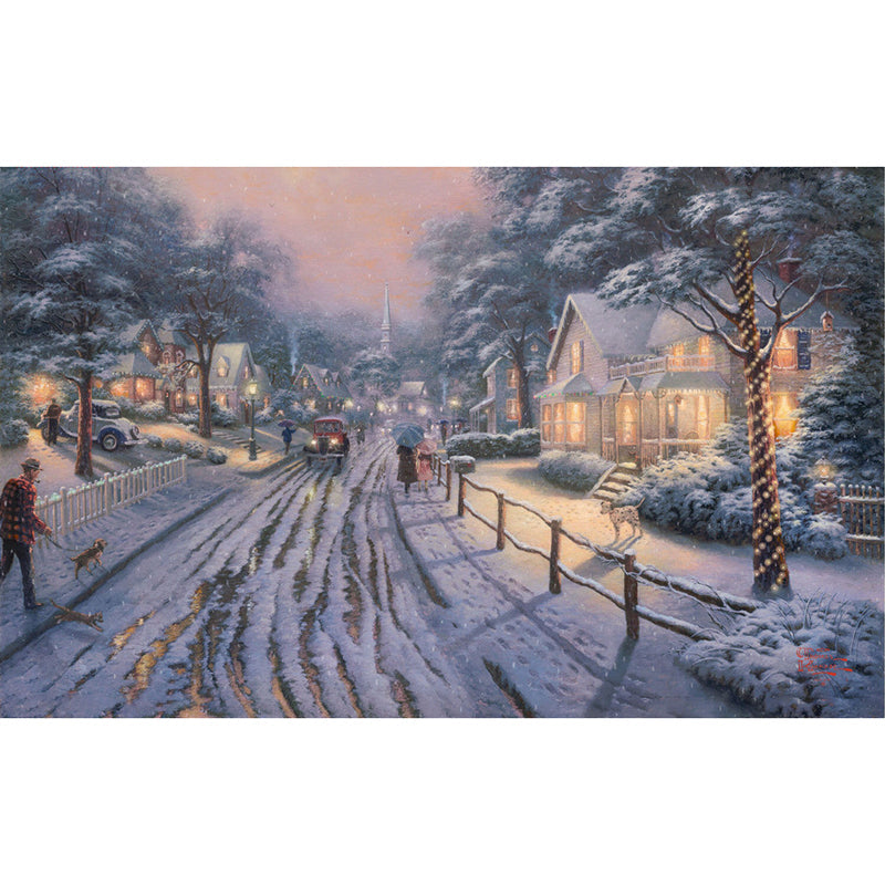 Oil Painting Christmas Gathering Murals Classic Waterproof Living Room Wall Art in Grey-White Clearhalo 'Wall Decor' 'Wall Mural' 1172753