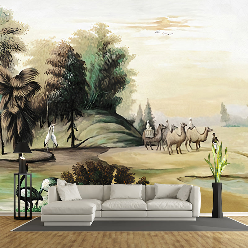 Green Classical Wallpaper Murals Whole Comers Trip Painting Wall Art for Accent Wall Clearhalo 'Wall Decor' 'Wall Mural' 1172771