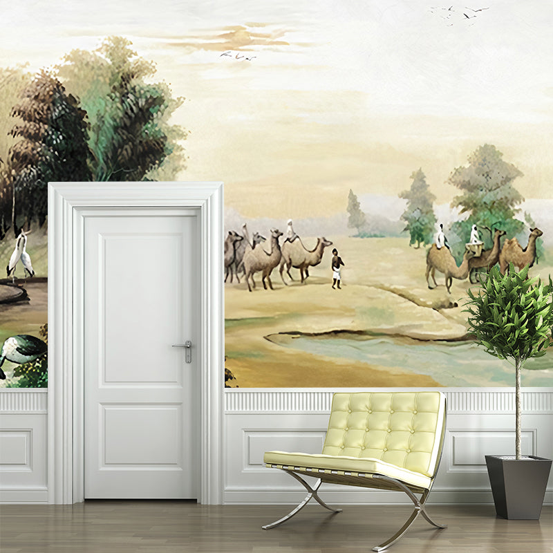 Green Classical Wallpaper Murals Whole Comers Trip Painting Wall Art for Accent Wall Clearhalo 'Wall Decor' 'Wall Mural' 1172772