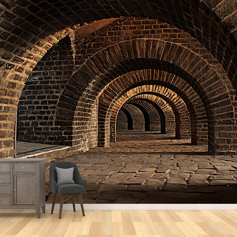 Moisture Resistant Arched Cellar Murals Custom Contemporary Wall Covering for Library Clearhalo 'Wall Decor' 'Wall Mural' 1172781