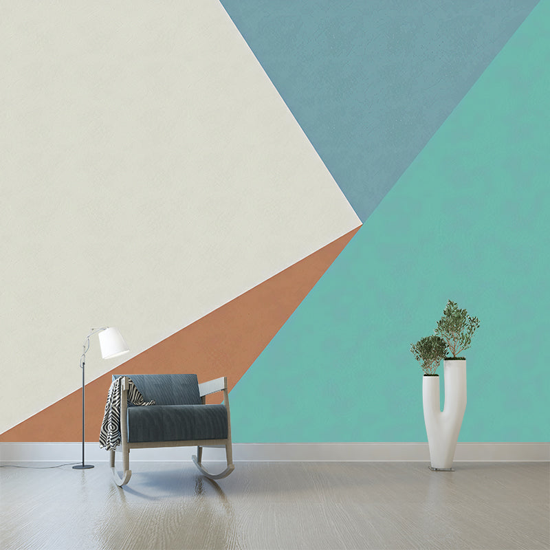 Mid-Century Triangle Murals Wallpaper Blue and Green Waterproof Wall Decor for Dining Room Clearhalo 'Wall Decor' 'Wall Mural' 1172841