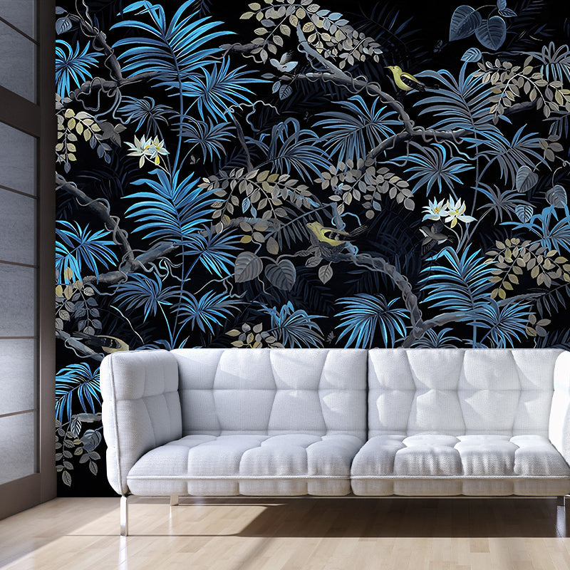 Palm Leaves Wall Paper Murals Tropical Moisture Resistant Dining Room Wall Decor, Customized Size Clearhalo 'Wall Decor' 'Wall Mural' 1172912