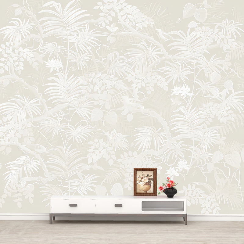 Palm Leaves Wall Paper Murals Tropical Moisture Resistant Dining Room Wall Decor, Customized Size Clearhalo 'Wall Decor' 'Wall Mural' 1172916