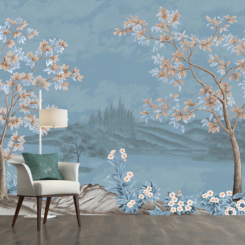 Chinese Lake Scenic Wall Murals Pastel Color Moisture Resistant Wall Covering for Accent Wall Clearhalo 'Wall Decor' 'Wall Mural' 1172942