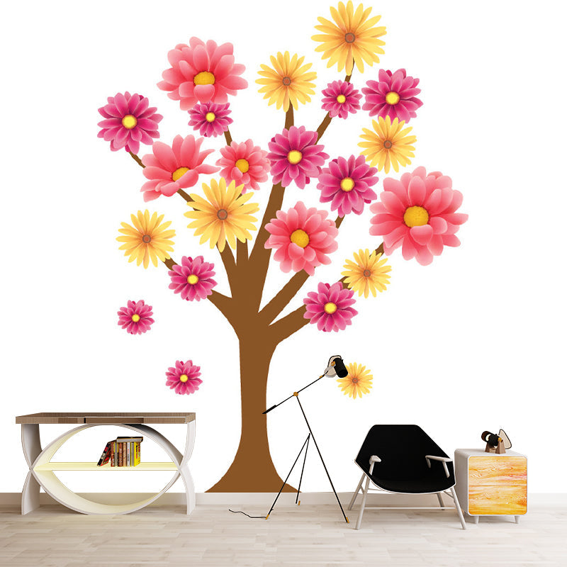 Illustration Flowering Tree Murals Whole Wall Covering for Home Decor, Made to Measure Clearhalo 'Wall Decor' 'Wall Mural' 1173156