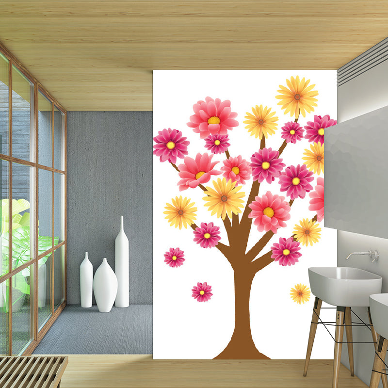 Illustration Flowering Tree Murals Whole Wall Covering for Home Decor, Made to Measure Clearhalo 'Wall Decor' 'Wall Mural' 1173157